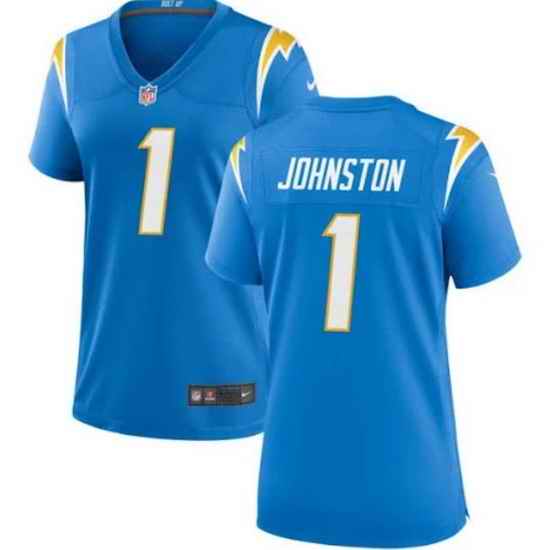 Women Los Angeles Chargers 1 Quentin Johnston Blue Stitched Game Jersey